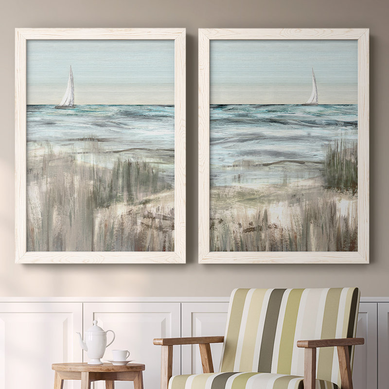«Heading In Dusk I» - Toile encadrée de qualité supérieure - prête à être accrochée, Blanc, H 27,5 po x l 75 po x P 1,5 po