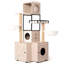 Tour pour chat 63 po, bac à litière et deux condos doubles, coussin en mousse à mémoire de forme, support, tapis antidérapant, arbre à structure de panneau de particules avec boîte, coussin lavable, poteaux à griffer de 7 cm d'épaisseur, interactif,