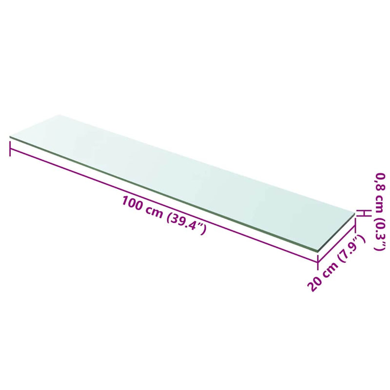 Tablette murale Tablette flottante présentoir mural en verre trempé, H 0,31 po x l 39,4 po x P 7,9 po