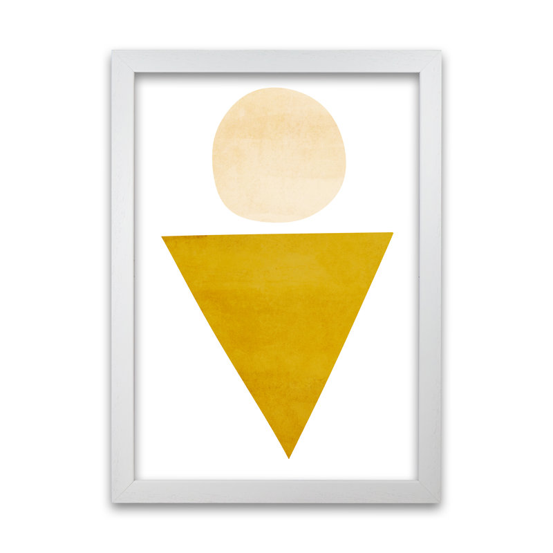 Yellow Triangle And Circle Original - Print, White Frame, 42cm H x 30cm W x 3cm D