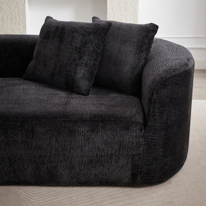 Canapé modulaire surdimensionné et rembourré Modern, Orienté à gauche (vu de face), Chenille noir