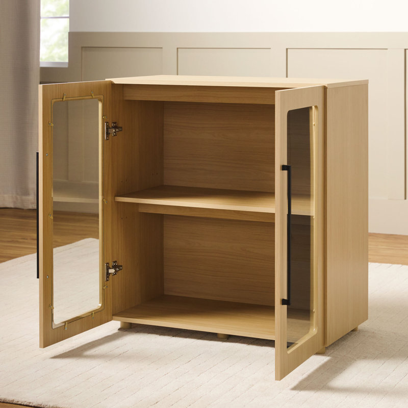 Modern 32" Glass Door Modular Accent Cabinet, Riviera, 34.25" H x 32" W x 16.5" D