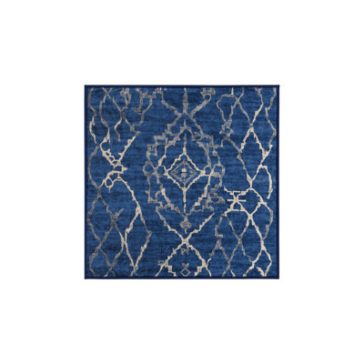 Machine Washable Blue Area Rug