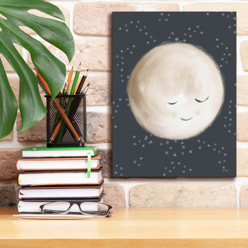«Happy Little Moon II» sur toile par House Fenway, H 16 po x l 12 po x P 0,75 po