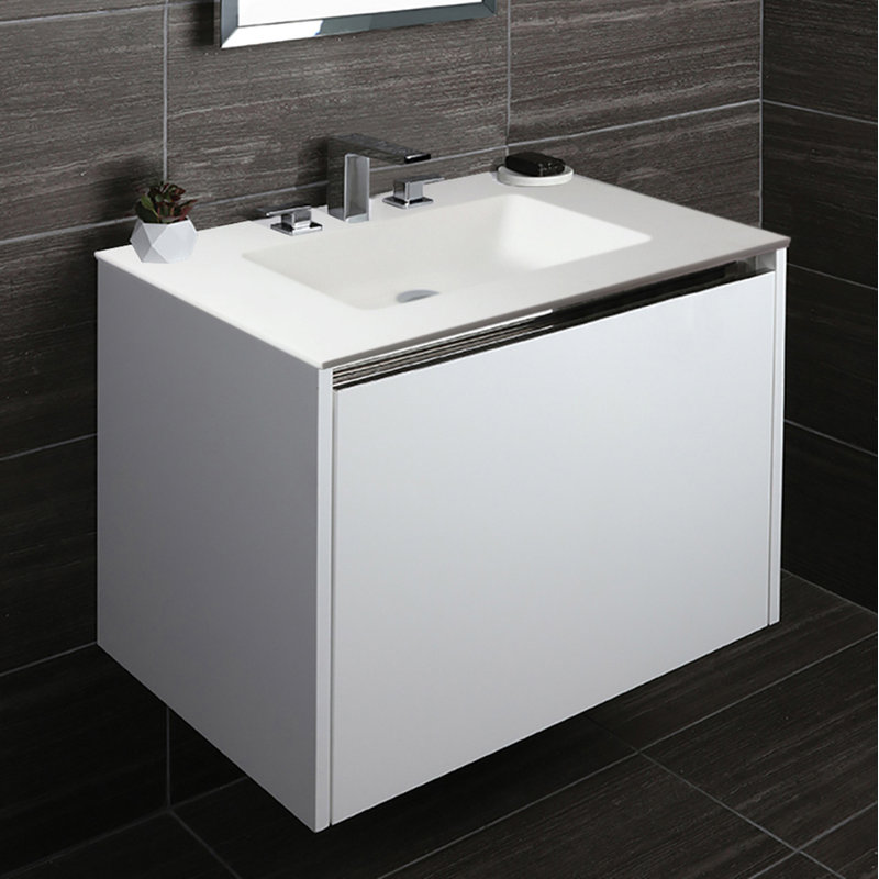 Kubitop 30.5'' L Bathroom Sink, Matte White, Three Holes 8" Spread