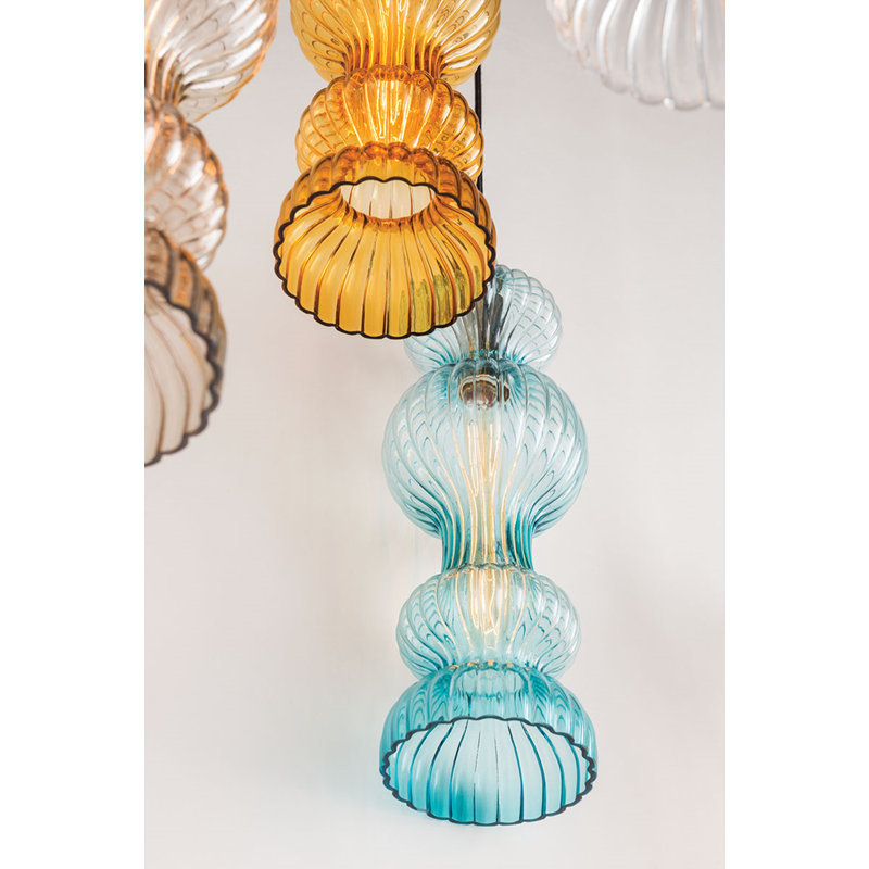Pomfret 1 - Light Pendant, Blue, Aged Brass