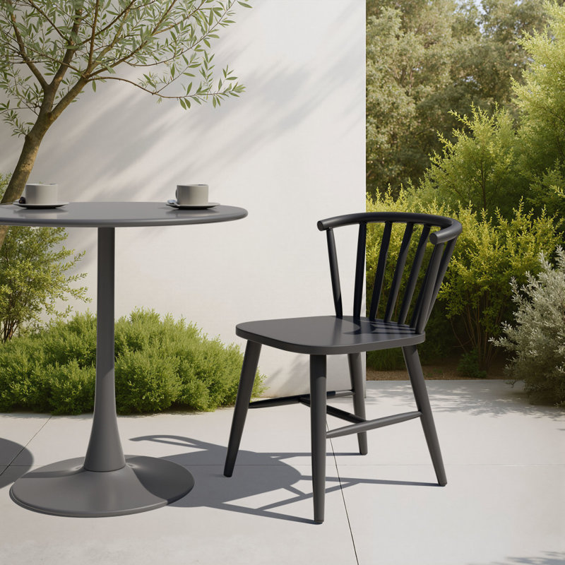 Chaise d'appoint de salle à manger à lattes en aluminium noir, Noir