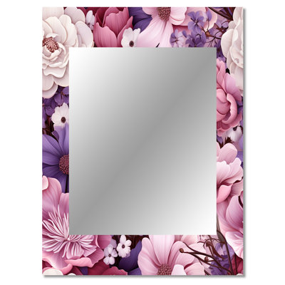 Kenmure Springtime Purple Blossoms Botanical Pattern - Floral Decorative Mirror, Floral Large Wall Mirror, Printed Metal Art