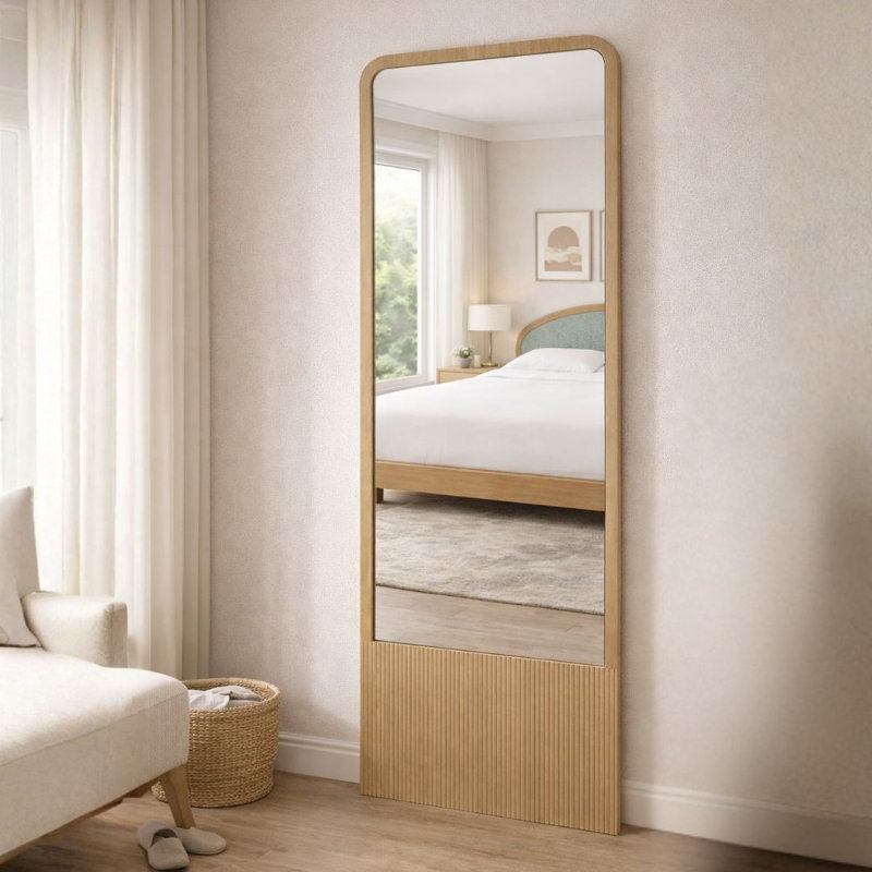  Miroir pleine longueur en frêne cannelé