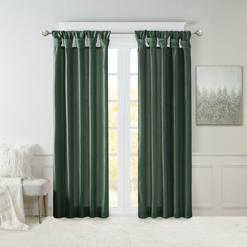 Twist Tab Lined Window Curtain Panel(Only 1 Pc Panel), 50" W x 84" L, Green