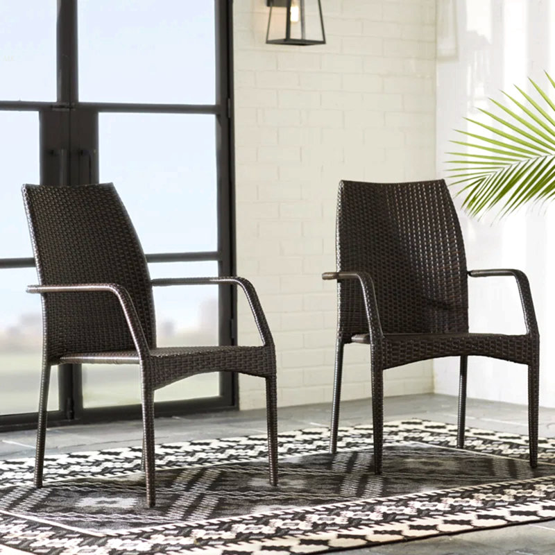Outdoor Wicker Chairs 2 Chairs/Set