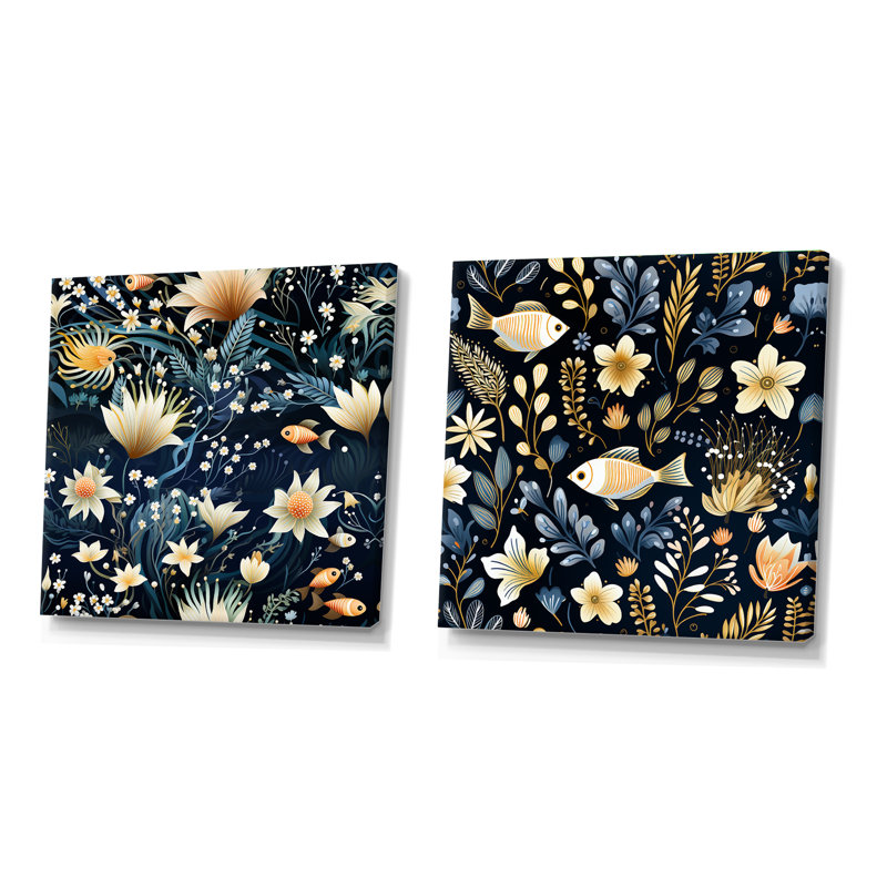 Rizzi - Ensemble de 2 collages nautiques et côtiers carrés, H 16 po x l 33 po, Toile tendue