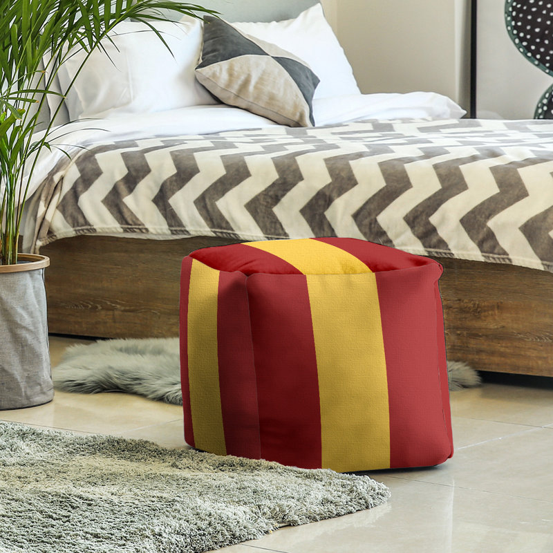 Repose-pieds cube la ours college stripes, Rouge / jaune / rouge