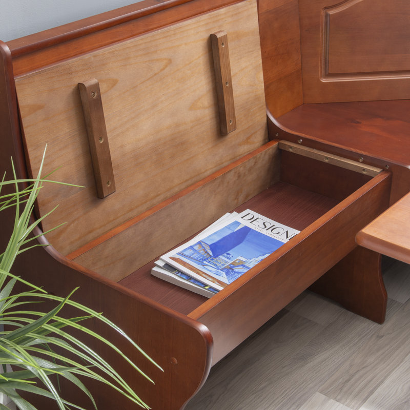 Jiles 5 Person Corner Solid Pine Breakfast Nook with Hidden Storage