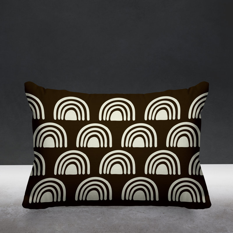 Coussin décoratif intérieur / extérieur Rainbow Boho, Brun