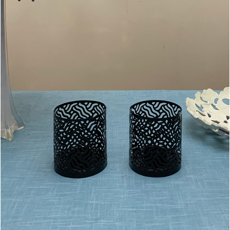 Baird 3.9'' H Metal Tabletop Tealight Holder, Black