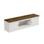 Banc de rangement pour chaussures 63 po avec 2 armoires et casier ouvert, blanc et brun