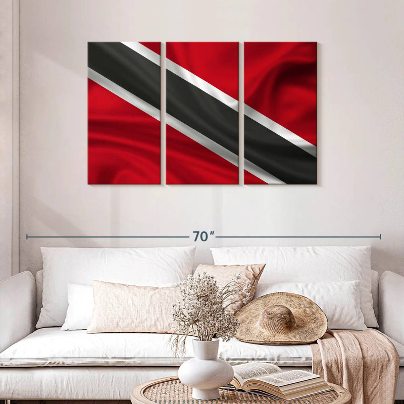 Drapeau en soie de Trinité-et-Tobago, H 28 po x l 45 po