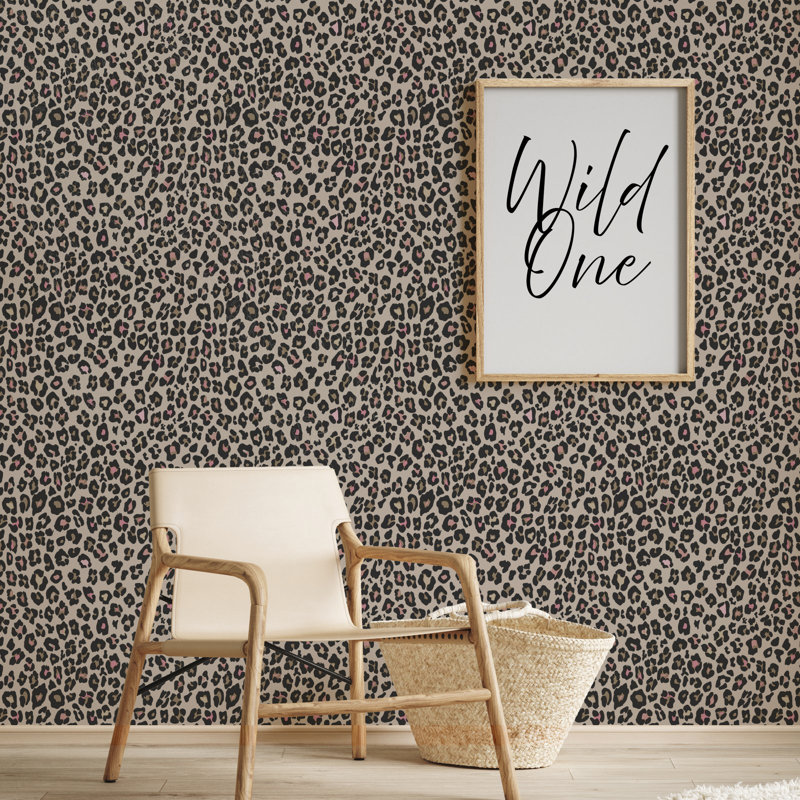 Kids and Teens Collection Fun Leopard Wallpaper Roll, Beige