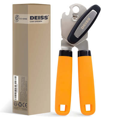 Deiss Pro Hand Held Can Opener And Bottle Opener - Manual, Stainless Steel, With Sharp Blade