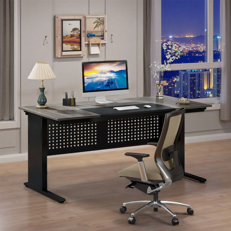 Bureau d'écriture en L 63 po, Gris