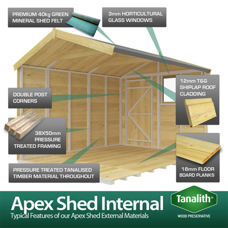 7ft x 12ft Apex Summer Shed