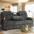 Manual Reclining Loveseat Sofa,3-Seat Recliner Couch with Flip-Down Middle Back,Storage Drawer,Cup Holders & USB Ports,Living Room Furniture for Home & RV,Grey-1674027381