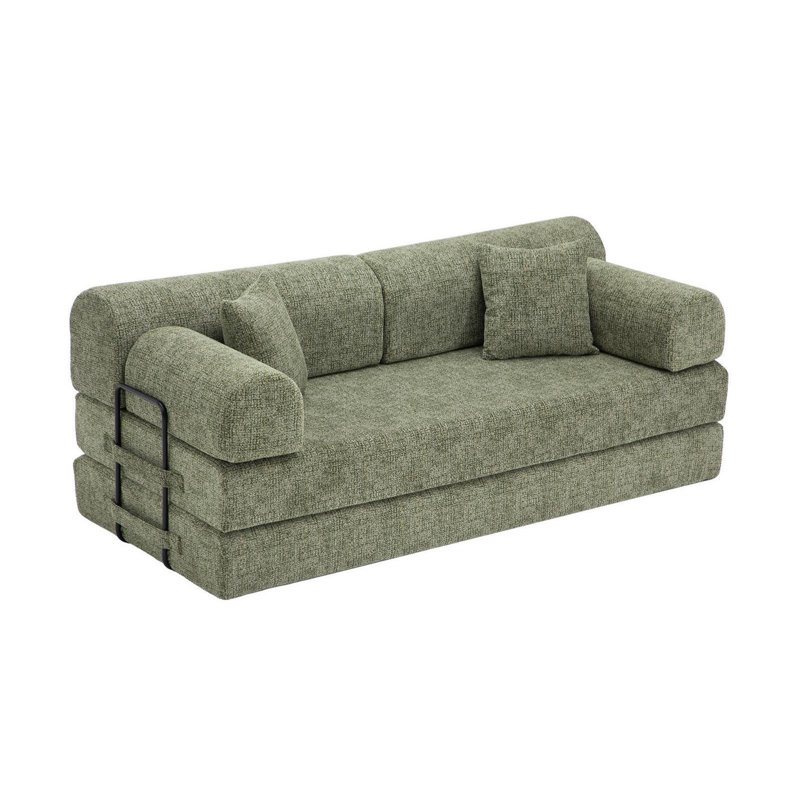 Boneless Convertible Sleeper Sofa Bed,Two-Tone Blended Fabric Folding Mattress Couch With Fixed-Shape Frame, Floor Sofa Lounge Couch For Living Room Bedroom(Speckled)