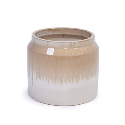 Of 2 Ceramic Planters With Gradient Design, White Brown, Weather - , For Flower Display Flowerpots, Ideal Greenery, Brown Color, All Performance