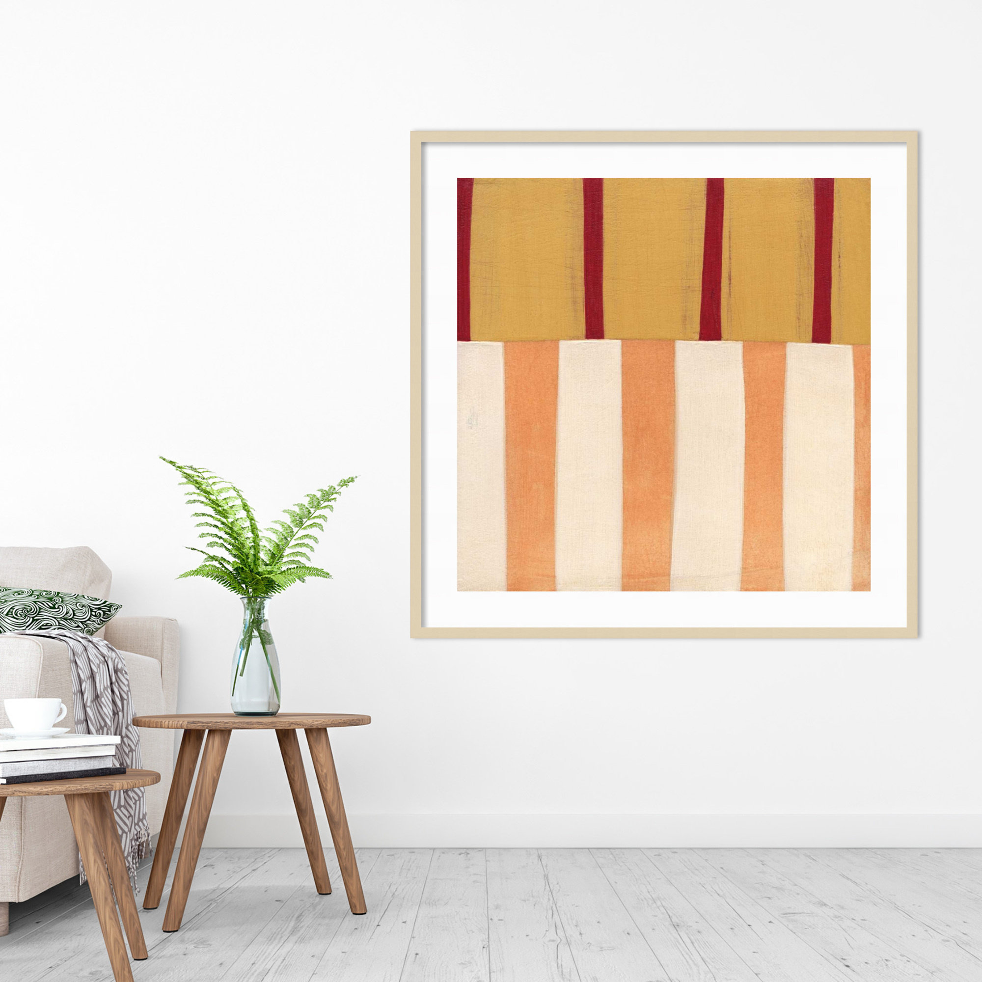 Broken Stripes 3 by Laura Nugent, 41" H x 41" W x 1" D, Brown