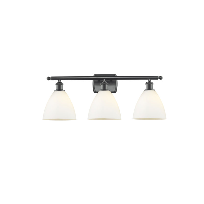 Éclairage pour meuble-lavabo 3 lumières Shauna, Blanc mat, Incandescente, Noir mat