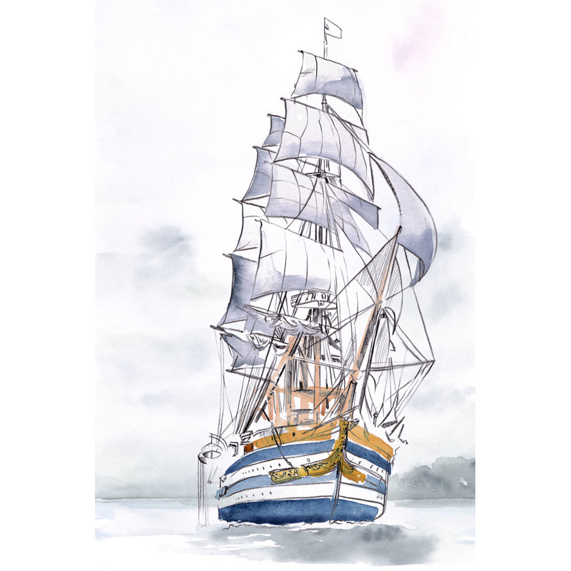 «Tall Ship I» par Jennifer Paxton Parker - peinture sur toile tendue, H 18 po x l 12 po