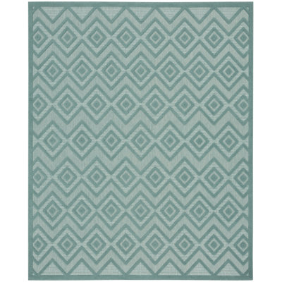 Foundry Select Versatile Diamond Aqua/Teal Indoor/Outdoor Area Rug