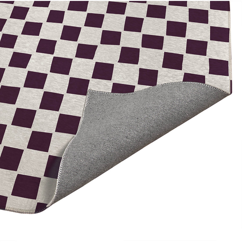 Tapis de cuisine à carreaux à profil bas, Rectangulaire 3 pi x 5 pi, Aubergine