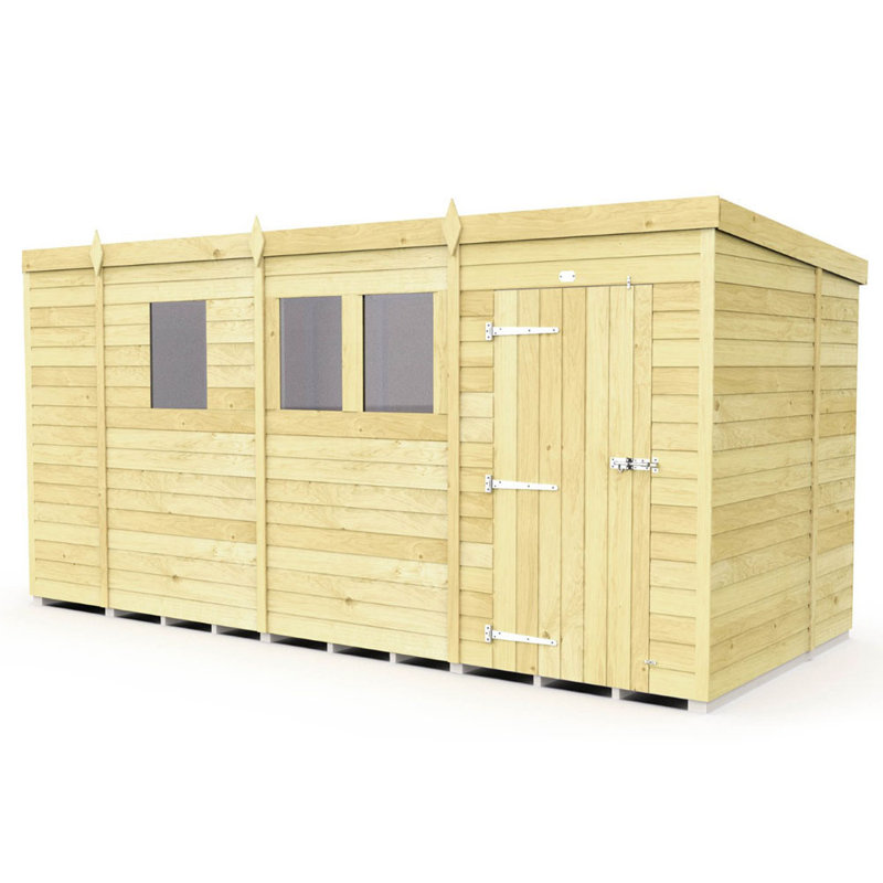 13ft x 7ft Pent Shed - Single Door with Windows