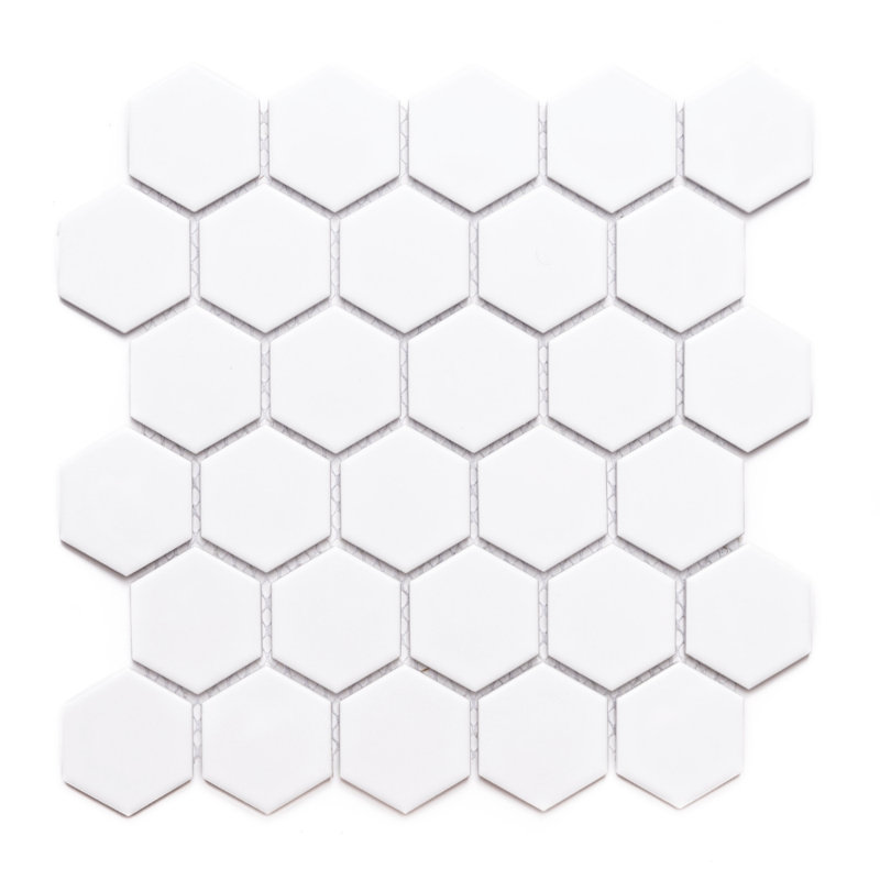 HoneyComb 2" x 2" Porcelain Mosaic Tile, White
