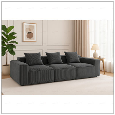 Multi-Person Modular Compression Sofa with Freely Combinable Design and Luxurious Corduroy Upholstery for Modern Comfort