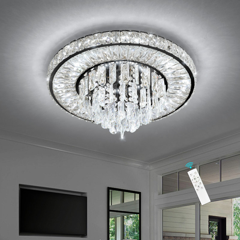 Crystal Bedroom Chandelier Dimmable, Matte Black