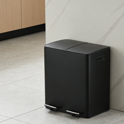 Poubelle en acier inoxydable 2 x 5,3 gal (2 x 20 L) avec seaux intérieurs pour la cuisine ou le bureau