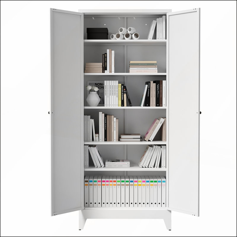 Garde-manger 75 po en métal blanc avec 5 tablettes réglables
