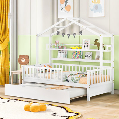 Lit simple en bois avec lit gigogne et lit pour enfant