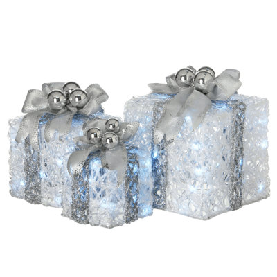 Collection de boîtes-cadeaux avec lumières DEL blanches