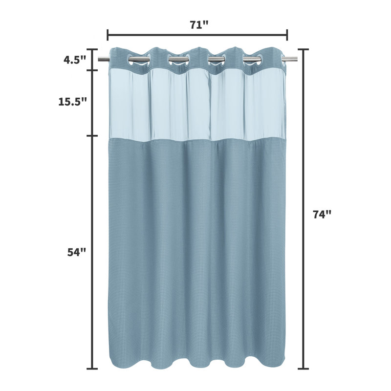 Rideau de douche Ramjani Waffle Weave, Bleu brouillard, H 74 po x l 71 po