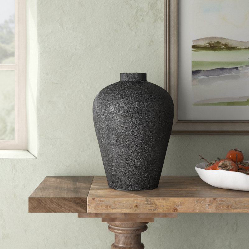 Carino 16" Terracotta Table Vase, Black