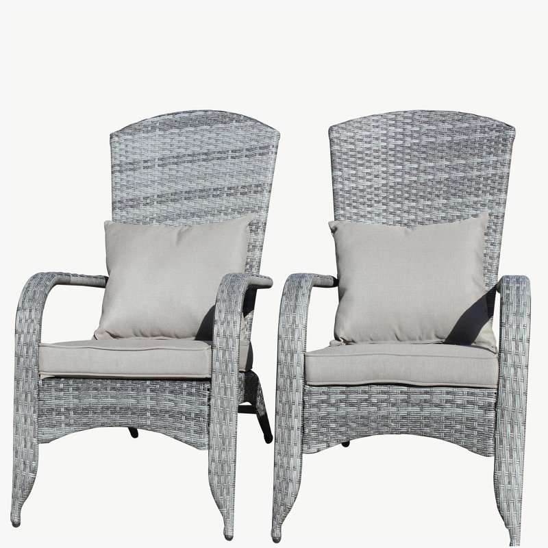 Chaise de patio avec coussins (coussin gris)