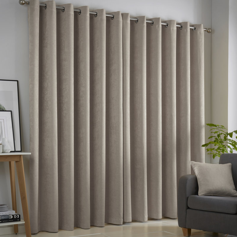 Room Darkening Curtain Pair, Natural, Width 229 x Drop 275 cm
