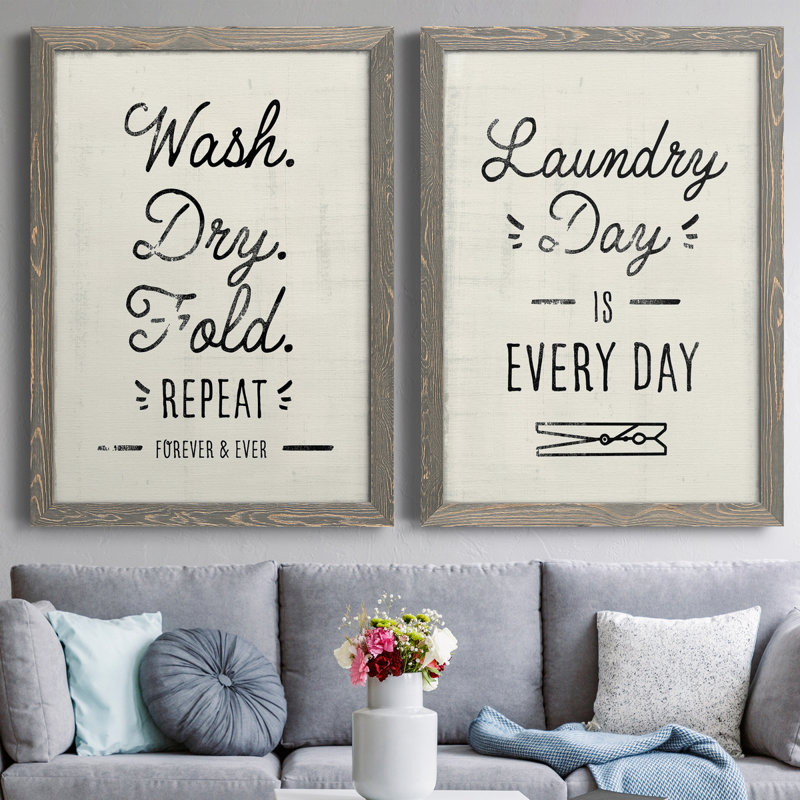 «Laundry Room», reproduction encadrée - Prêt à accrocher, H 37,5 po x l 55 po x P 1,5 po, Toile avec cadre gris, Pas de tapis