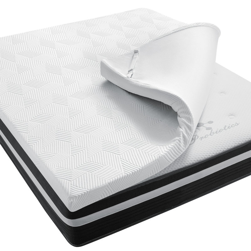 3'' Bamboo Fiber Blend Hemp Pattern Gel Memory Foam Mattress Topper, King