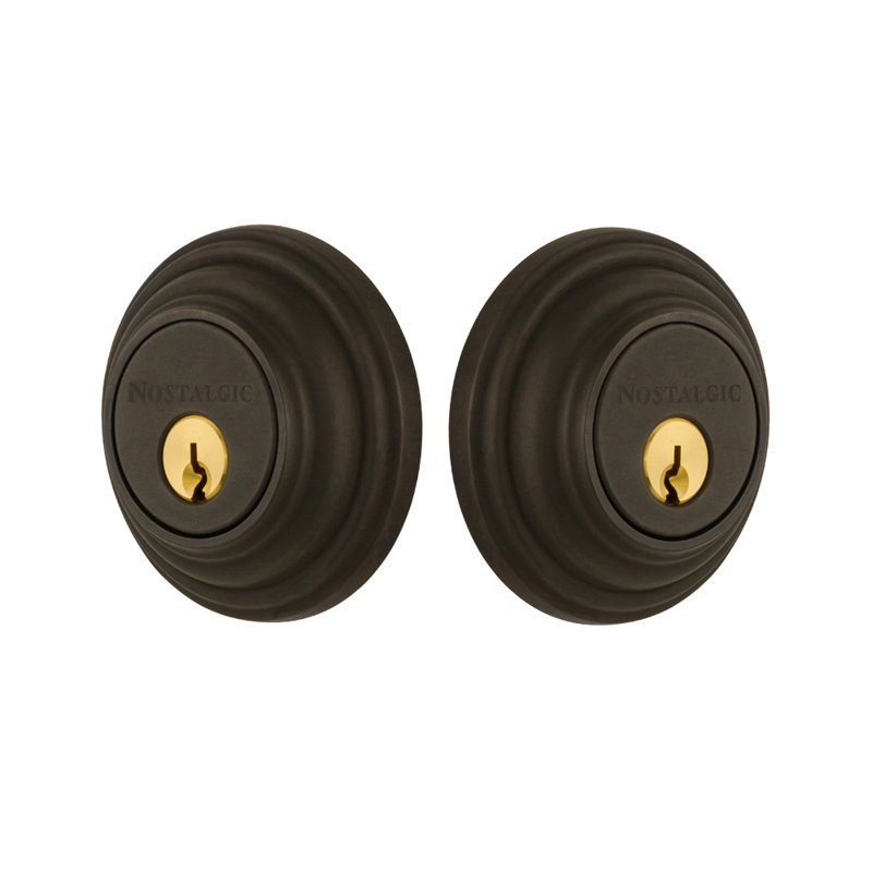 Pêne dormant à double cylindre Nostalgic Warehouse Classic Rosette, 2.75", Bronze huilé