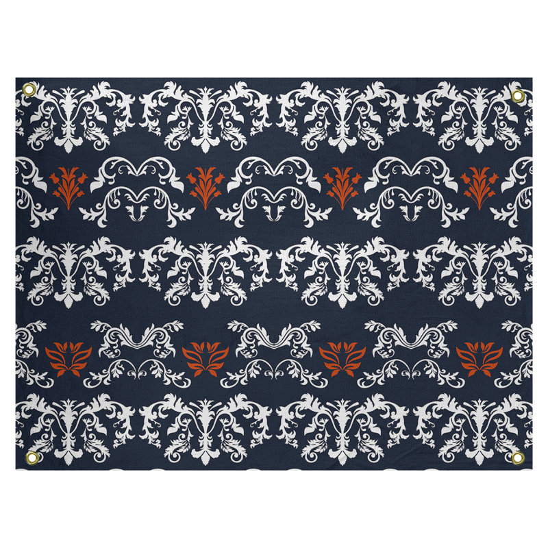 Tapisserie baroque en microfibre Chicago Football, Noir / blanc / orange, H 50 po x l 59 po
